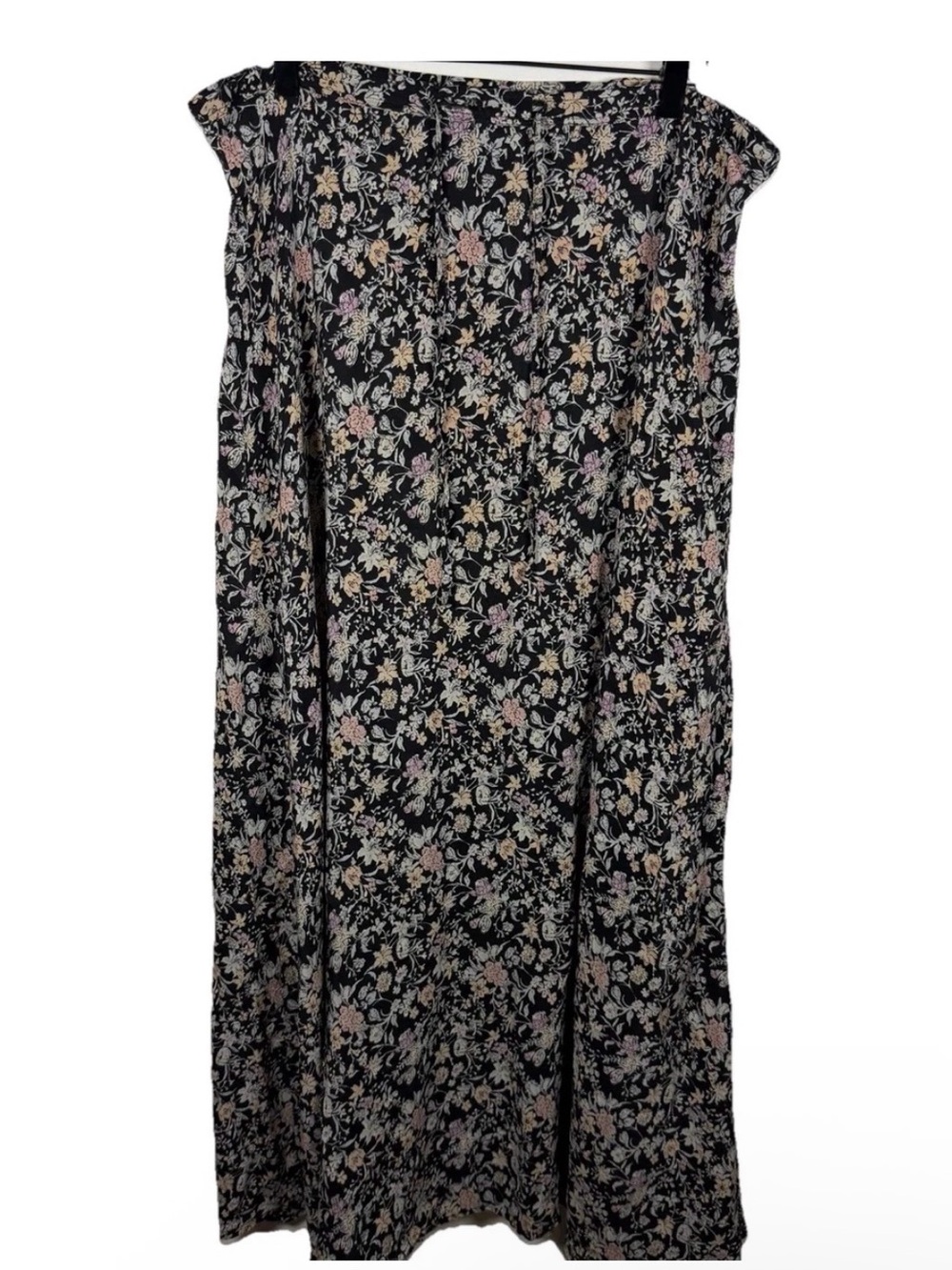 Winter Kate Silk Floral Maxi Skirt Boho Cottagecore Flowy Black M Y2K Festival
